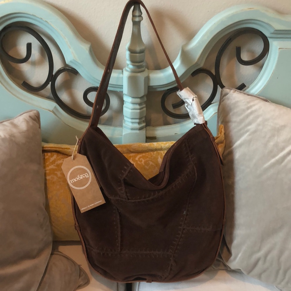 Mo & Co suede bag. NWT.